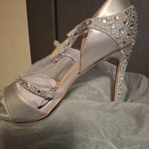 Lauren Lorraine Daisy Silver Embellished Heels